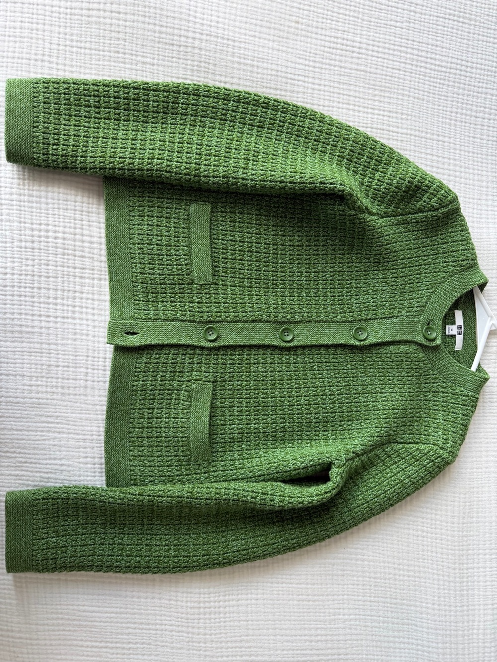 Uniqlo Olive Green Textured Button-Front Cardigan Sweater - Picture 4 of 10